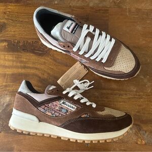 Morrison Brown and Tan Suede Sneakers Size EUR 40 NWOB‎